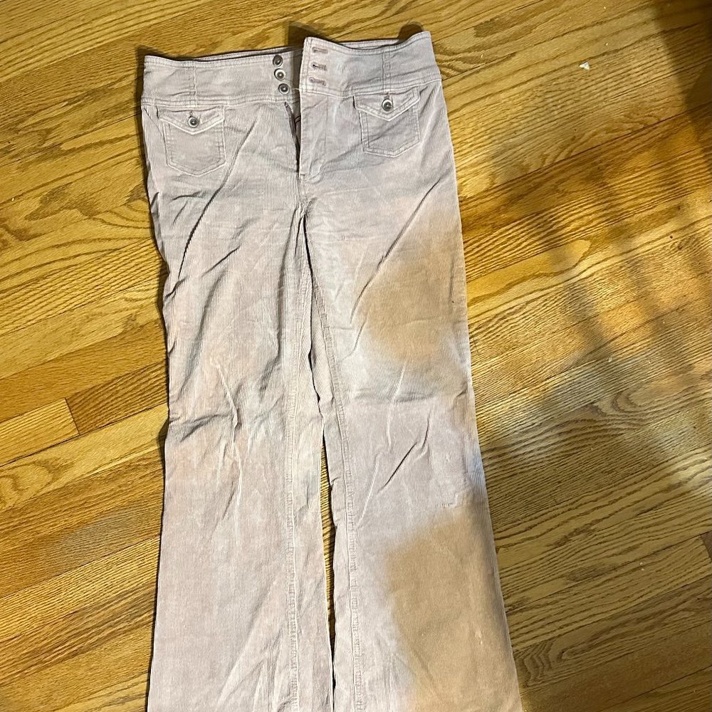 Pilcro pink corduroy high rise trouser bootcut, size 30